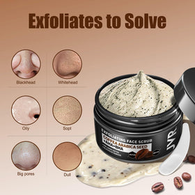 JVR face scrub in hand demonstrating easy application and control benefit