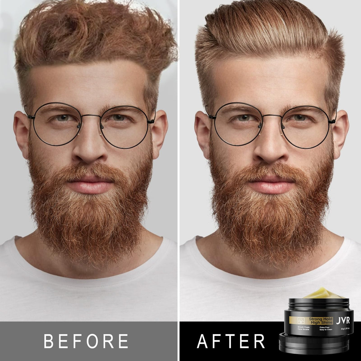 JVR pomade on hand demonstrating smooth application and control