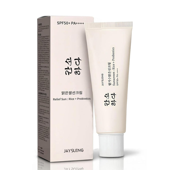 JXMLTT front tube showing SPF 50+ label and compact 1.7 oz size for travel