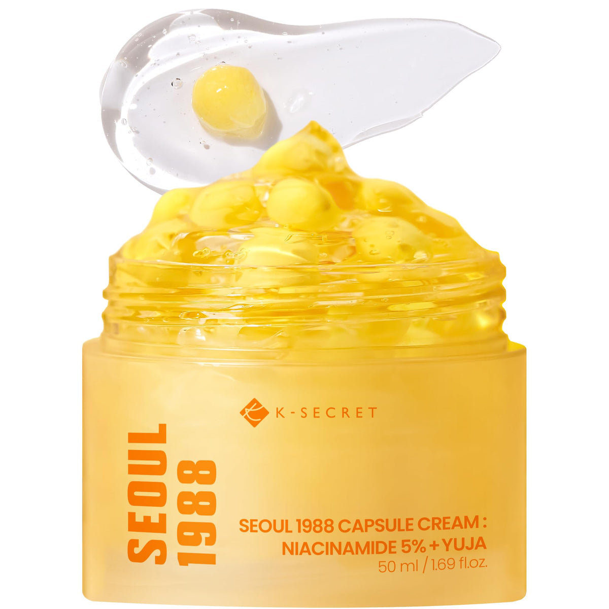 K-SECRET front packaging showing product and clear gel, highlights elegant design and hydration
