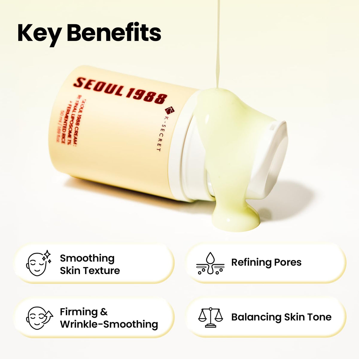 K-SECRET open jar top view highlighting cream consistency and controlled dosing benefit