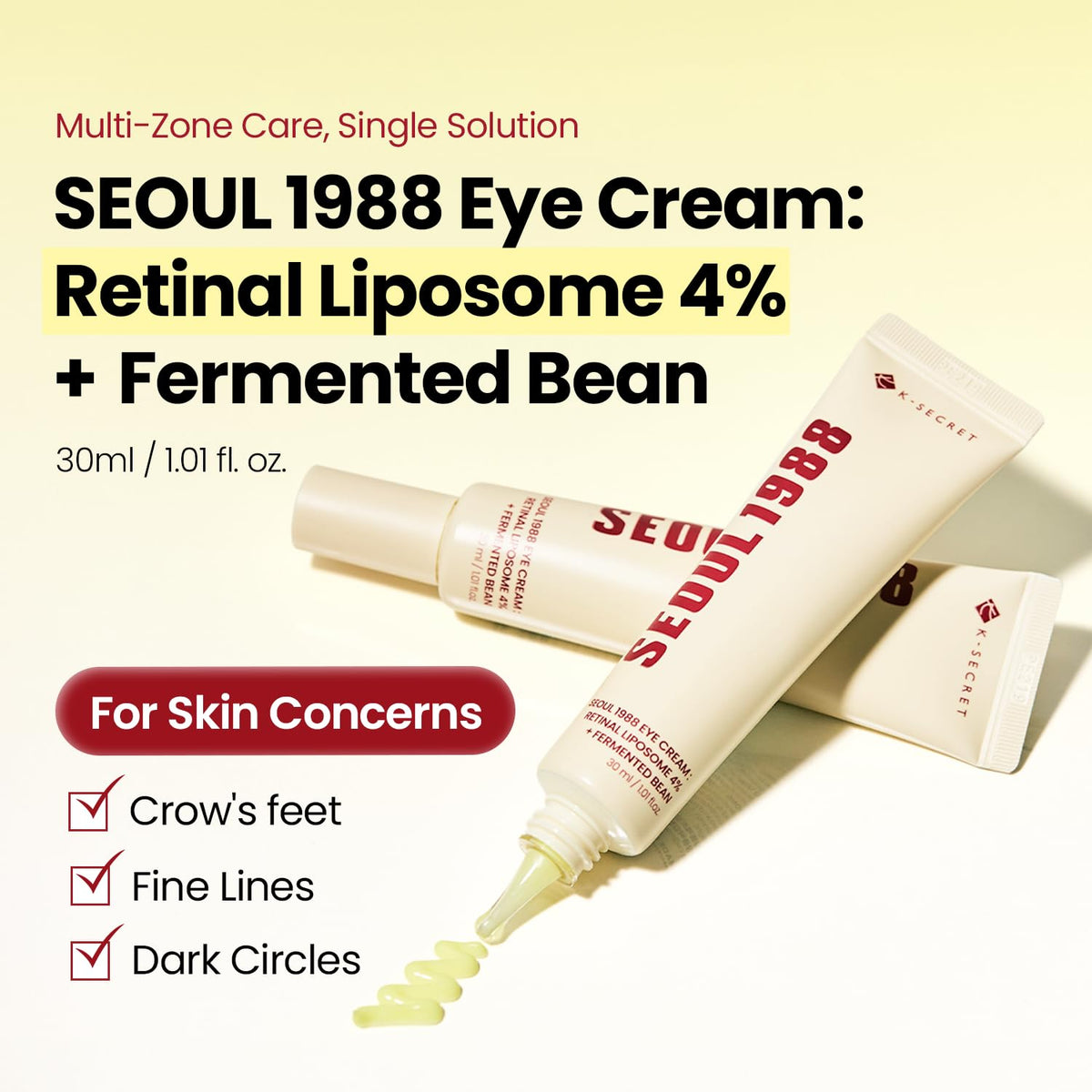 K-SECRET close-up cream texture demonstrating lightweight absorbency and smooth finish benefit