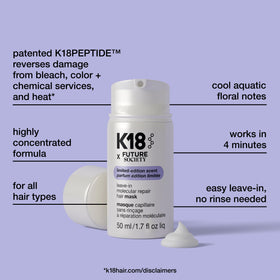 K18 being applied to towel-dried hair for fast four-minute treatment benefits