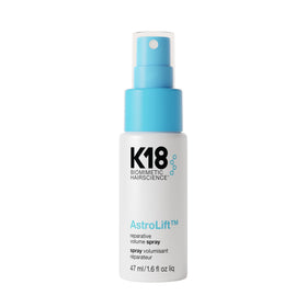 K18 AstroLift front bottle shot showing compact travel-friendly design and branding