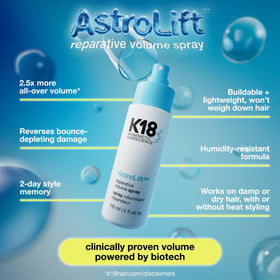K18 AstroLift fine mist texture demonstrating lightweight coverage and no crunch