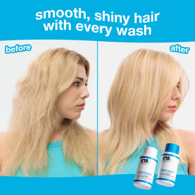 K18 after rinse hair result showing reduced frizz and improved shine