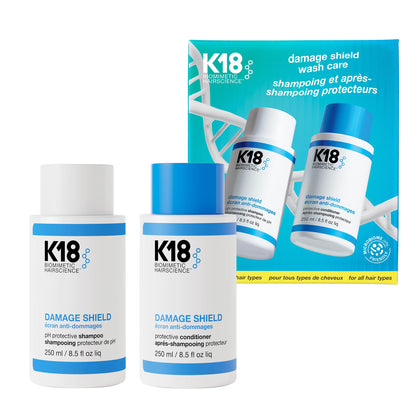 K18 front packaging showing duo set and benefits for color-safe care