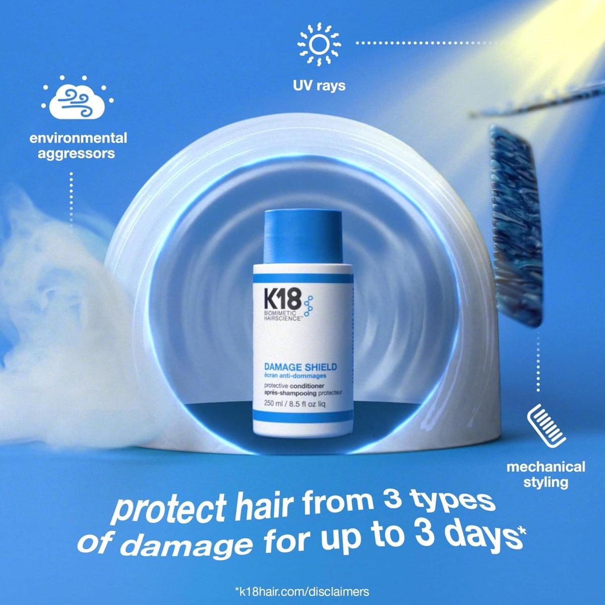 K18 bottle held in hand demonstrating 16 fl oz scale and easy handling benefit