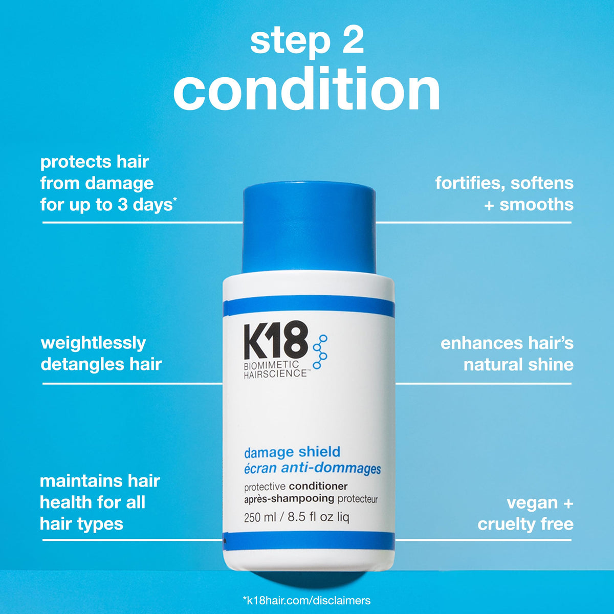 K18 products in shower use showing easy application and rinseability