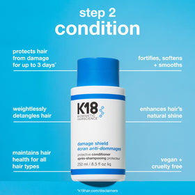 K18 products in shower use showing easy application and rinseability