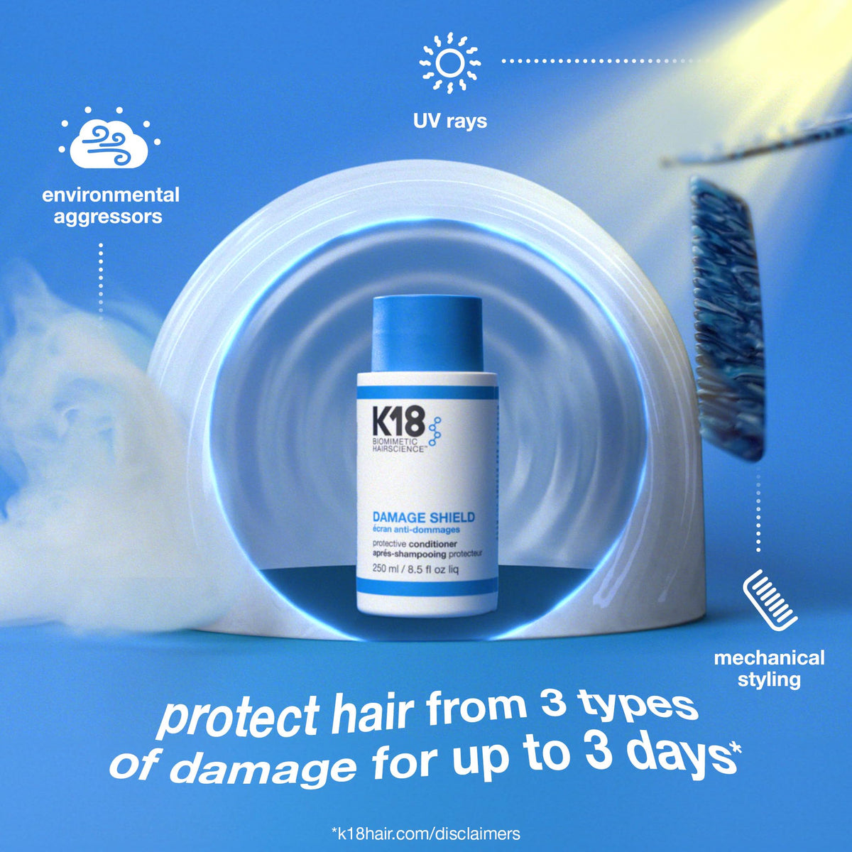 K18 conditioner texture close-up showing creamy formula for softening