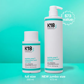 K18 pump top and label close-up highlighting ingredients