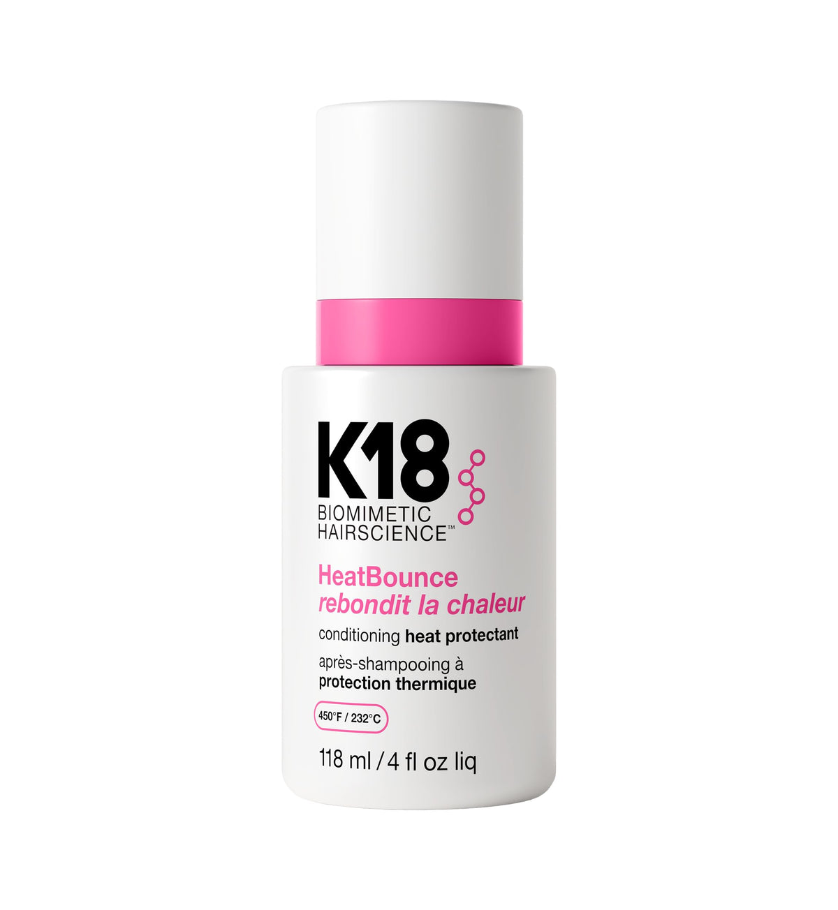 K18 front packaging showing bottle and label with product benefit