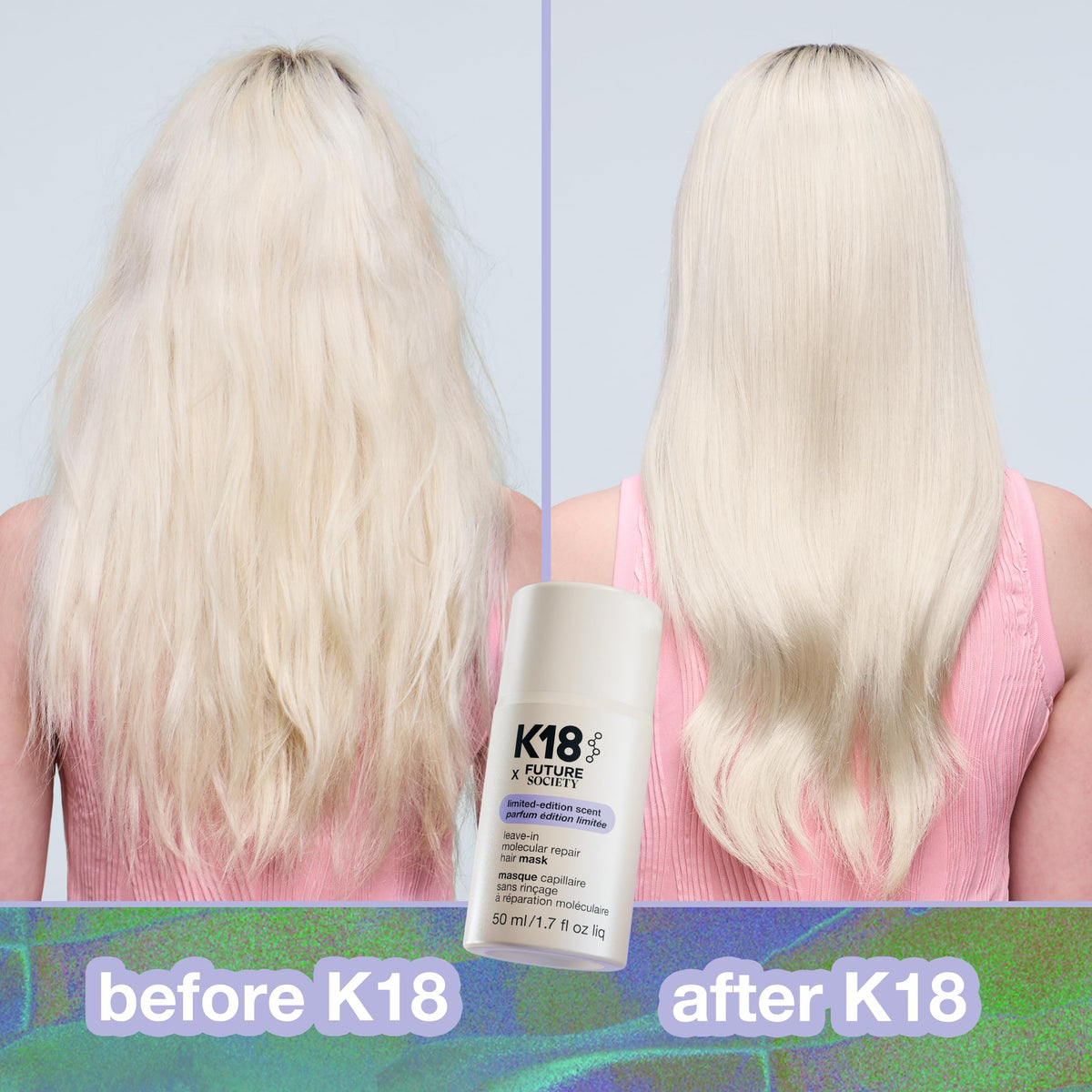 K18 label details highlighting K18PEPTIDE and ingredient transparency benefits