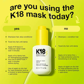 K18 bottle in hand for scale indicating travel-friendly 1 fl oz