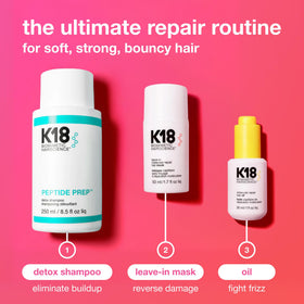 K18 styled finished hair in lifestyle setting showing bounce and shine