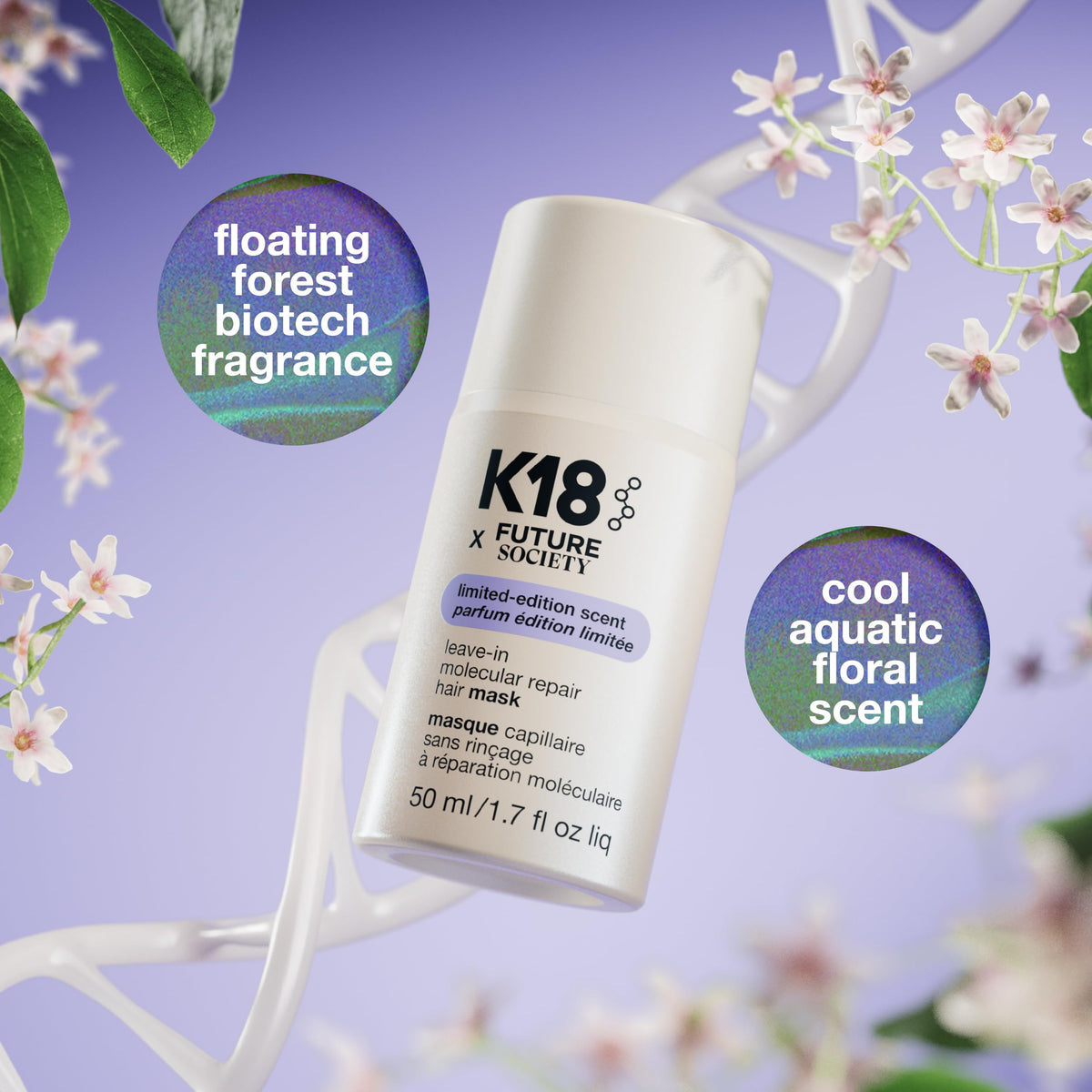 K18 cream texture close-up illustrating lightweight, reparative formula