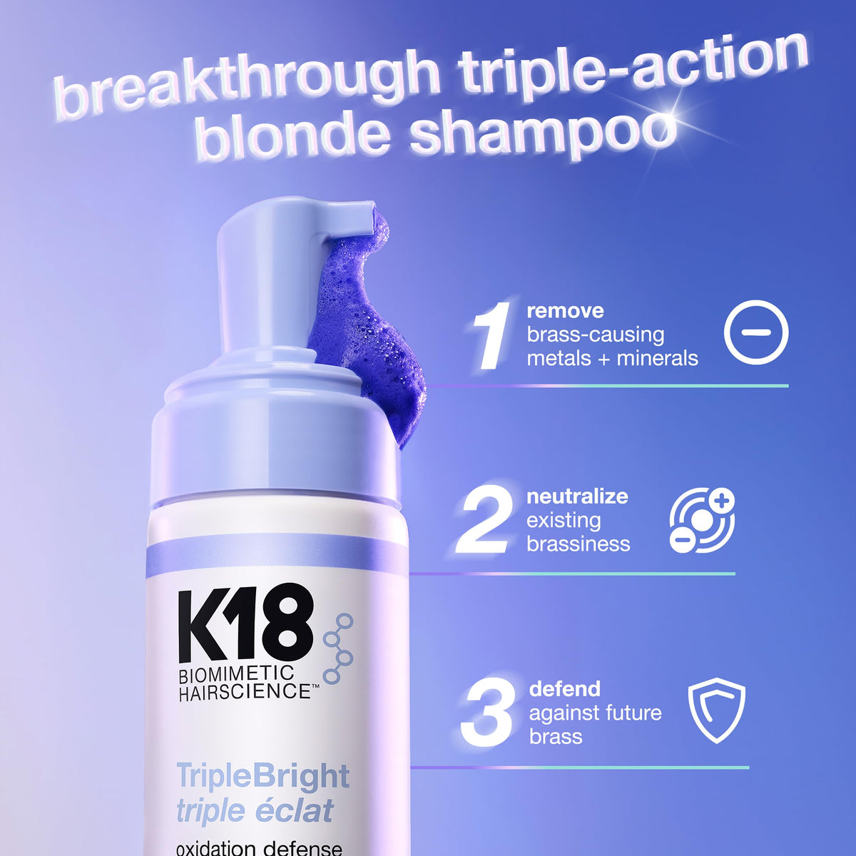 K18 foam texture close-up demonstrating gentle, easy application benefit