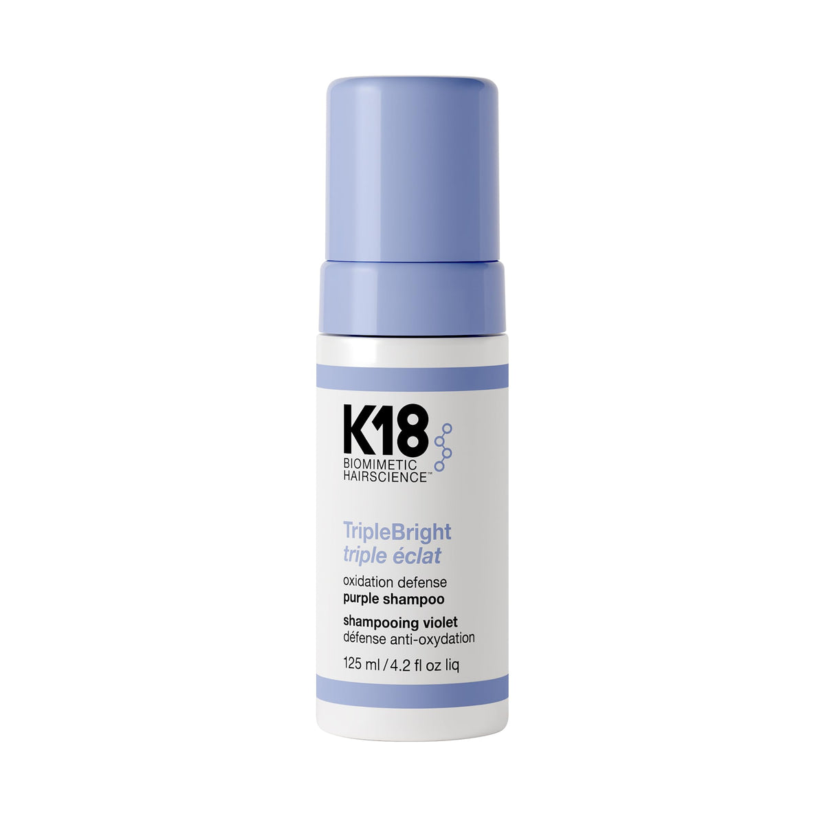 K18 front bottle showing product and clear benefit of mineral removal