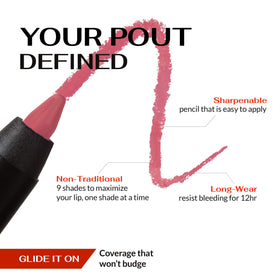 K7L lip crayon texture swatch showing rich rose pigment and matte finish