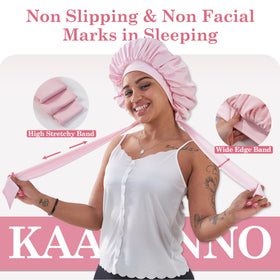KAAHYNNO in-use image of woman sleeping wearing bonnet for protection