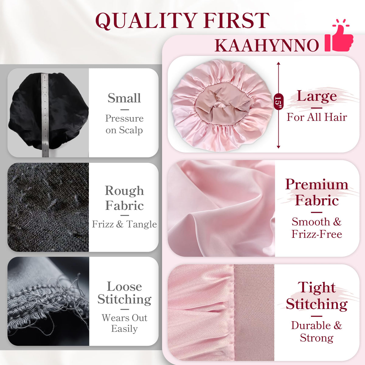 KAAHYNNO reversible bonnet showing both satin sides for versatility