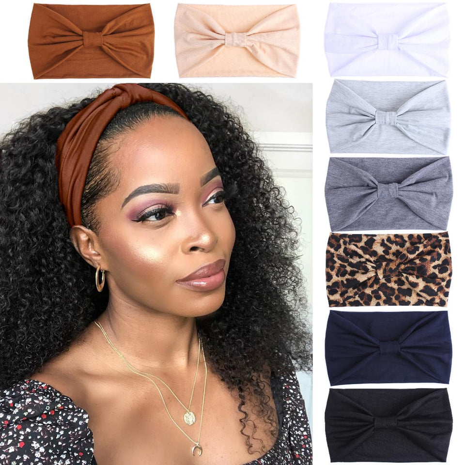 Kachanaa front view of 8-pack wide headbands showing variety and convenience