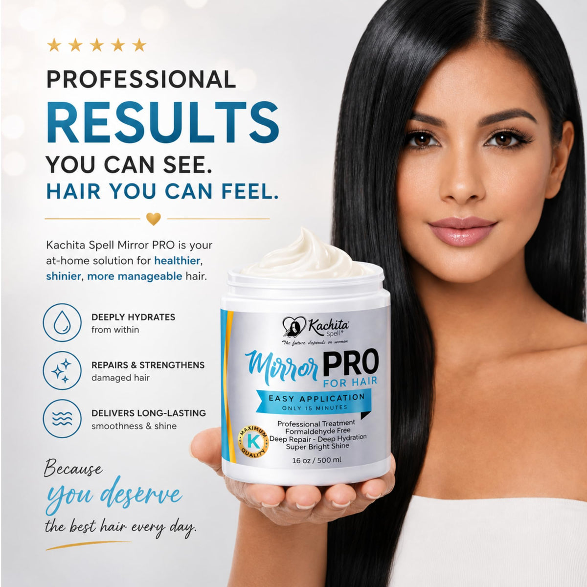 Kachita Spell mask on bathroom shelf suggesting at-home salon results benefit