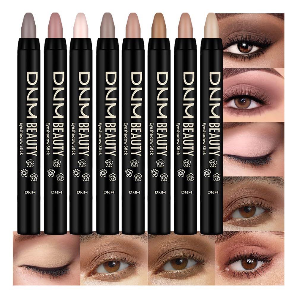Kaely front packaging showing all eight eye shadow sticks, clear set view and portability