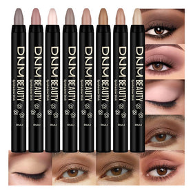 Kaely front packaging showing all eight eye shadow sticks, clear set view and portability