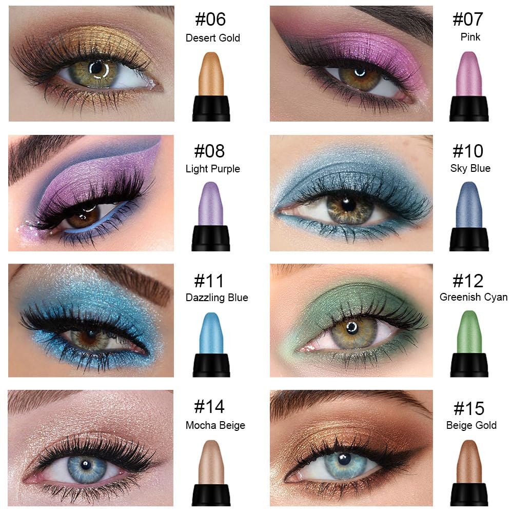 Kaely array of stick caps removed displaying the eight distinct shimmer and matte shades