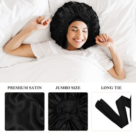 Kafteri bonnet in use on curly hair preserving curls overnight