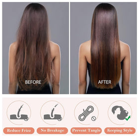 Kafteri bonnet on model with curly hair preserving volume and reducing frizz