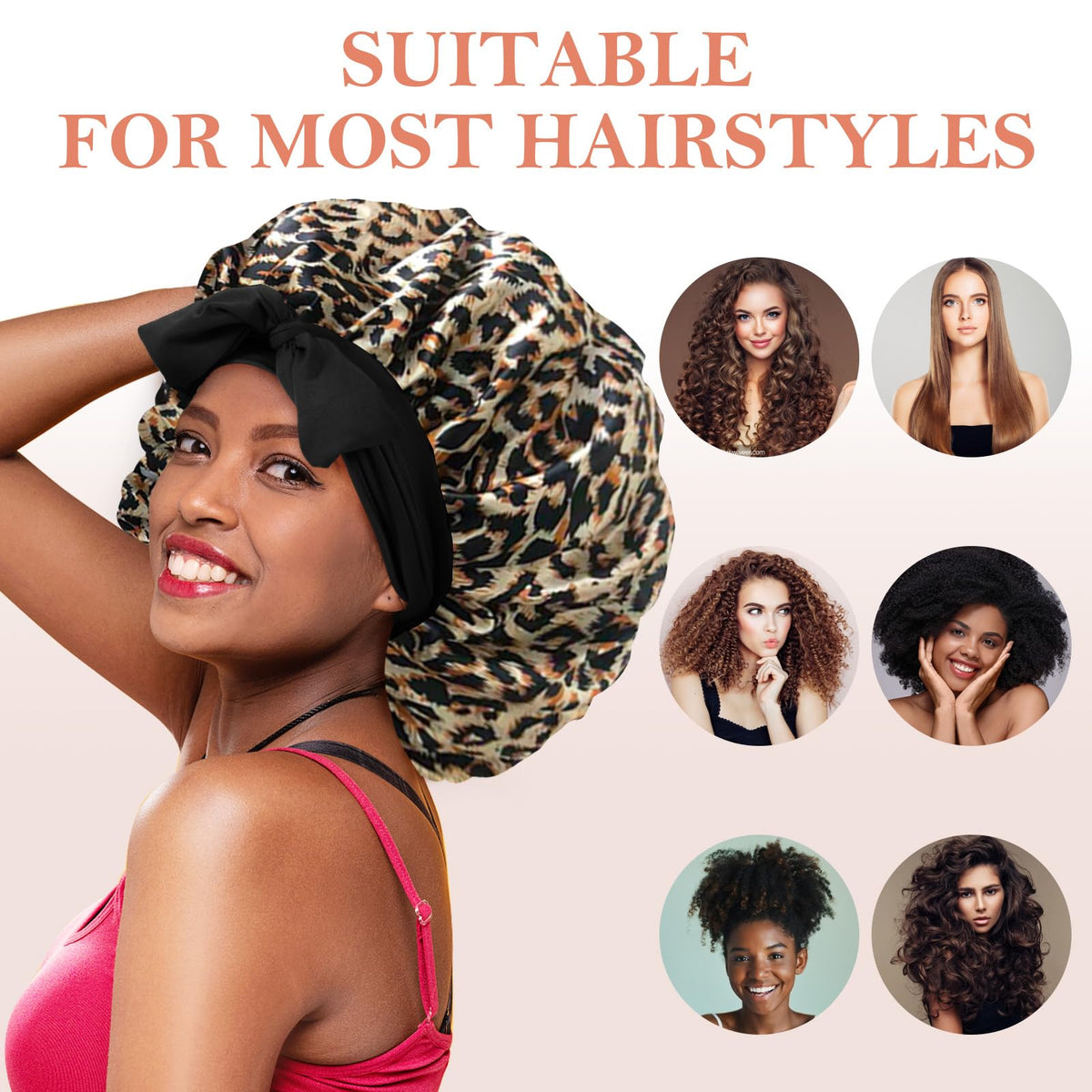 Kafteri bonnet beside hand showing jumbo fit that holds large hairstyles