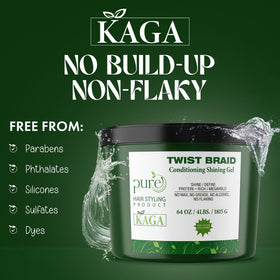 KAGA stylist applying gel to braids showing strong hold during styling