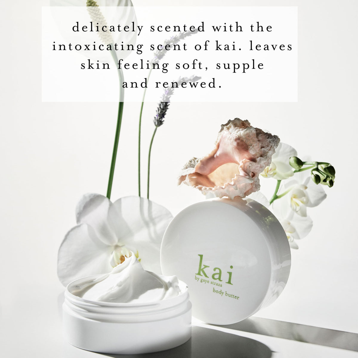 kai whipped souffle texture close-up on fingertip showing light absorption and silkiness
