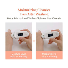 KAINE foam in hand showing gentle micro-bubbles and soft cleanse