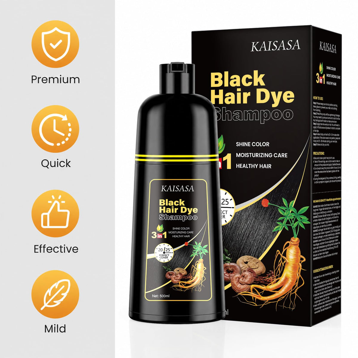 KAISASA bottle next to hand showing 500ml size and long-lasting value