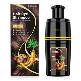 KAISASA front packaging shows brown dye shampoo, clear product identity and benefits