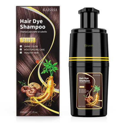 KAISASA front packaging shows brown dye shampoo, clear product identity and benefits