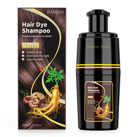 KAISASA bottle front view showing chestnut brown hair shampoo, quick grey coverage
