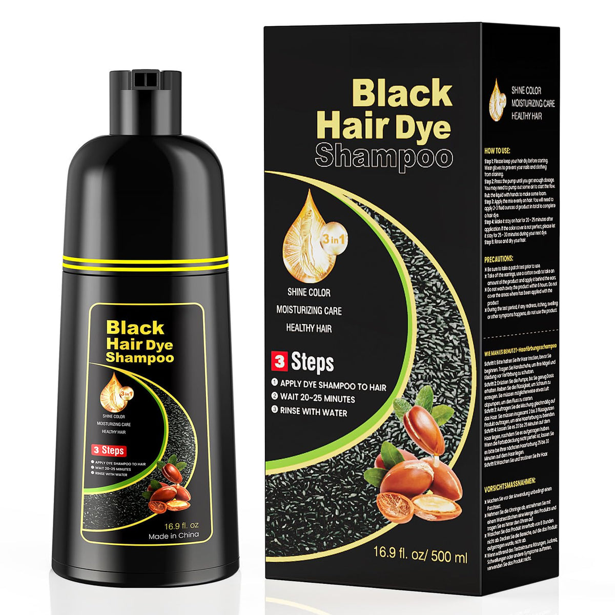 KAISASA front bottle view showing black 16.9 fl.oz and quick gray coverage benefit