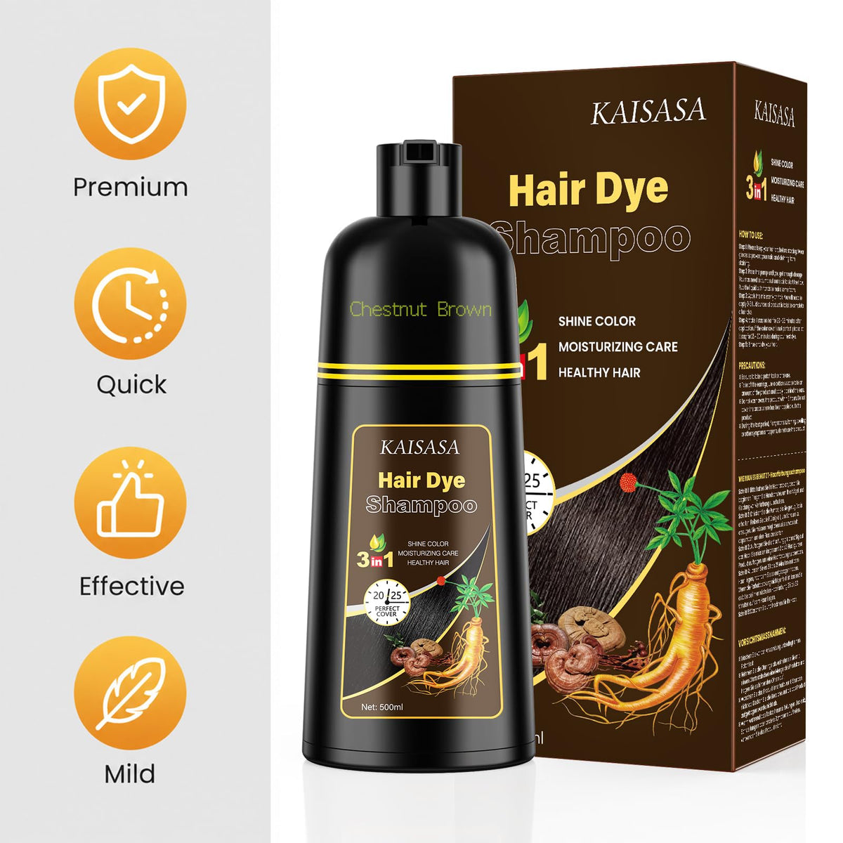 KAISASA lifestyle model with chestnut hair showing natural-looking color