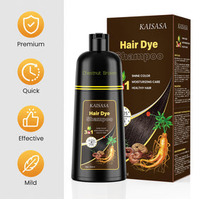 KAISASA lifestyle model with chestnut hair showing natural-looking color