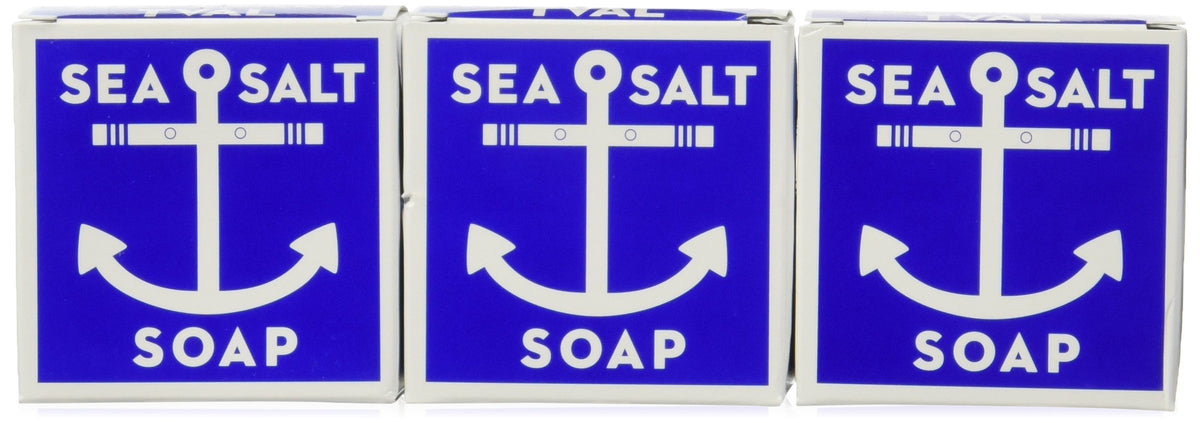 Kala sea salt soap front packaging showing three bars and certification benefit