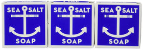 Kala sea salt soap front packaging showing three bars and certification benefit