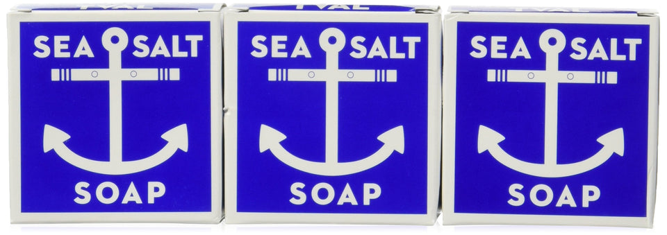Kala sea salt soap front packaging showing three bars and certification benefit