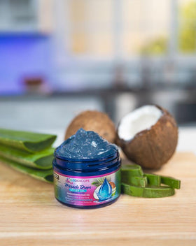 Kaleidoscope gel being applied to damp hair for frizz control and flexible hold