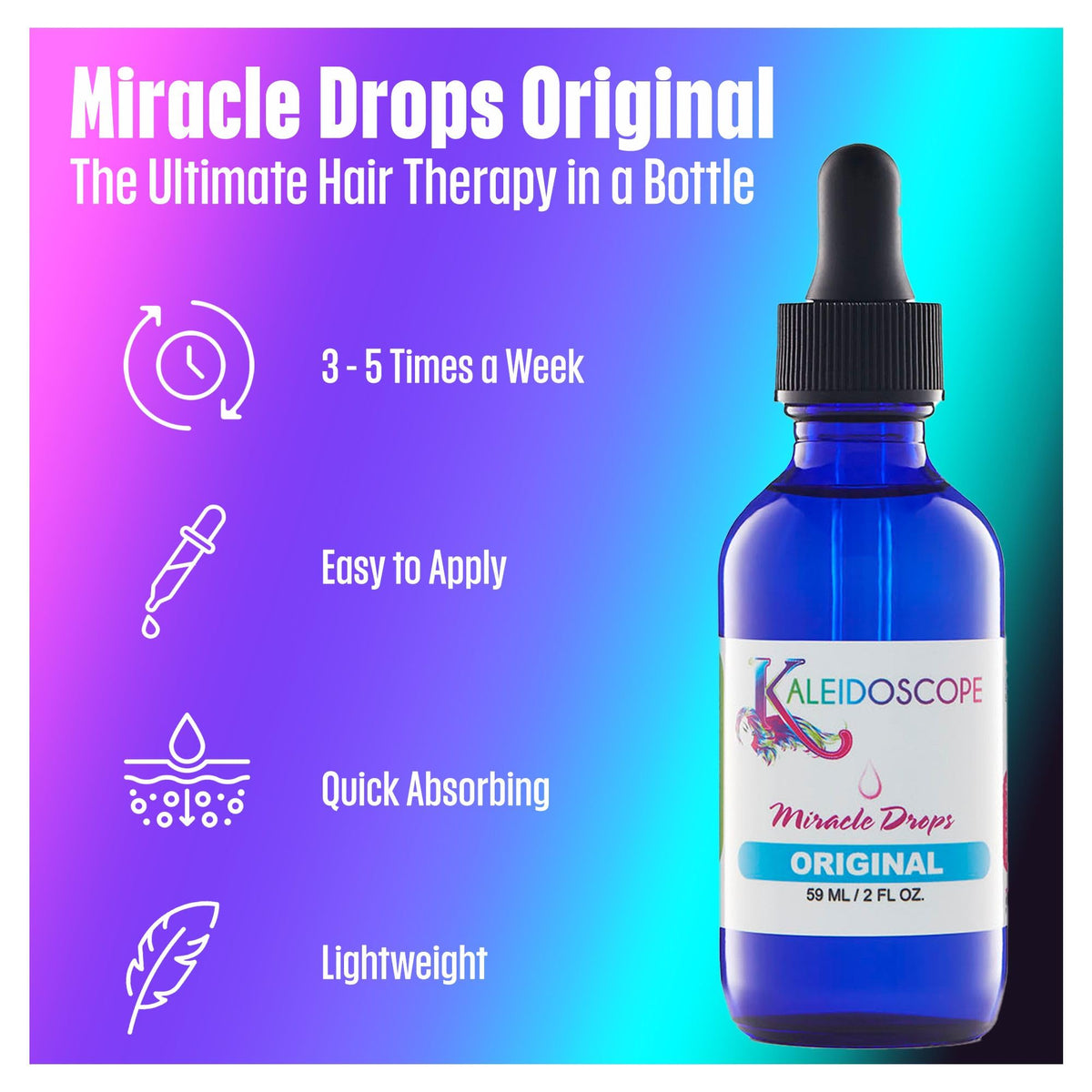 Applying Kaleidoscope Miracle Drops to scalp with fingertips for targeted nourishment
