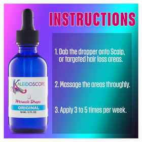 Kaleidoscope Miracle Drops dropper dispensing a drop, highlighting precise application